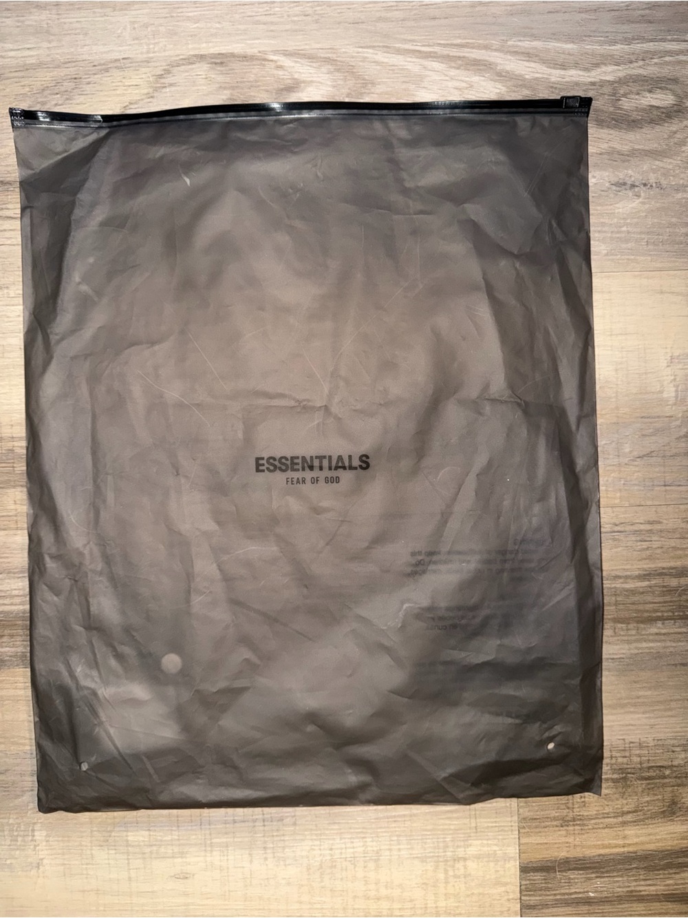 Fear of God ESSENTIALS Matte Translucent Black‎ Packaging Bag